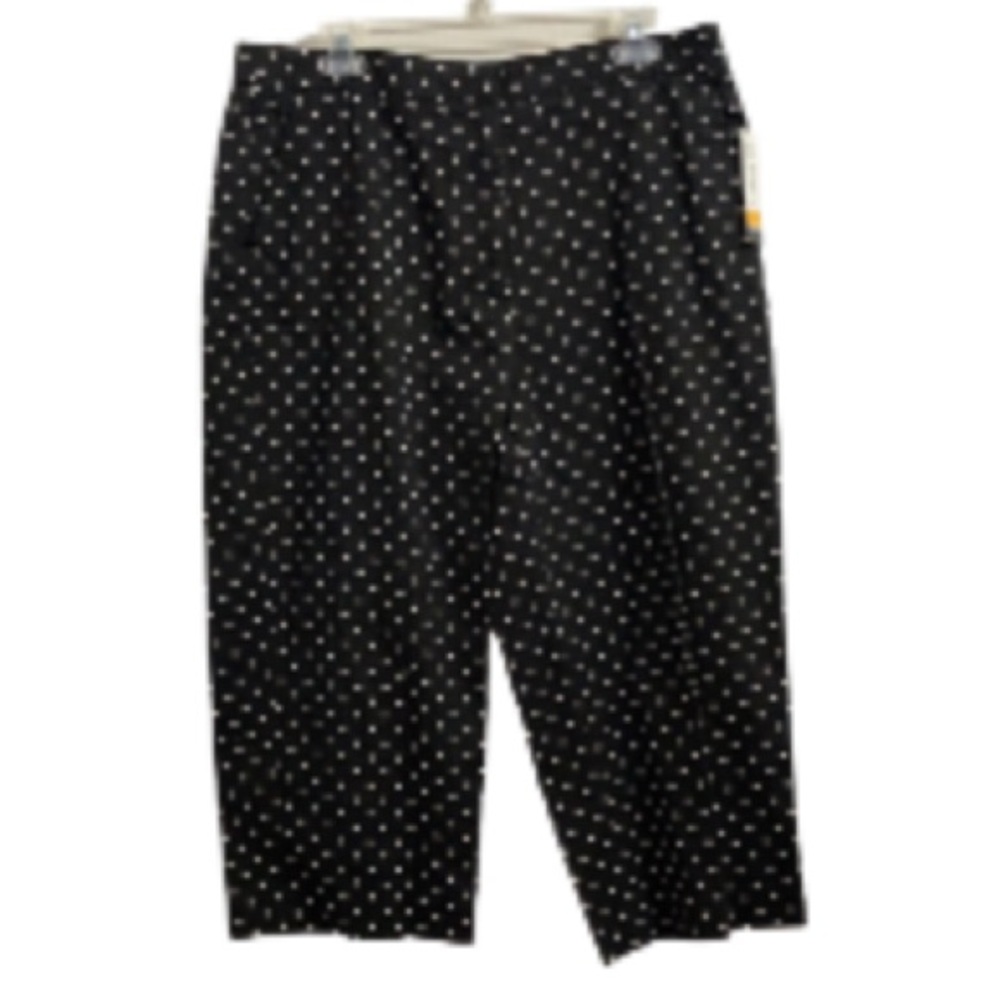 NWT Kim Rogers Black with White Polka Dot Capris Size 16 Petite